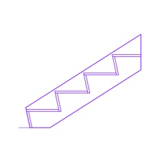 Buildings Stair Treads Risers Profile Angled Closed Simple Line Art Svg, Free Vectors File